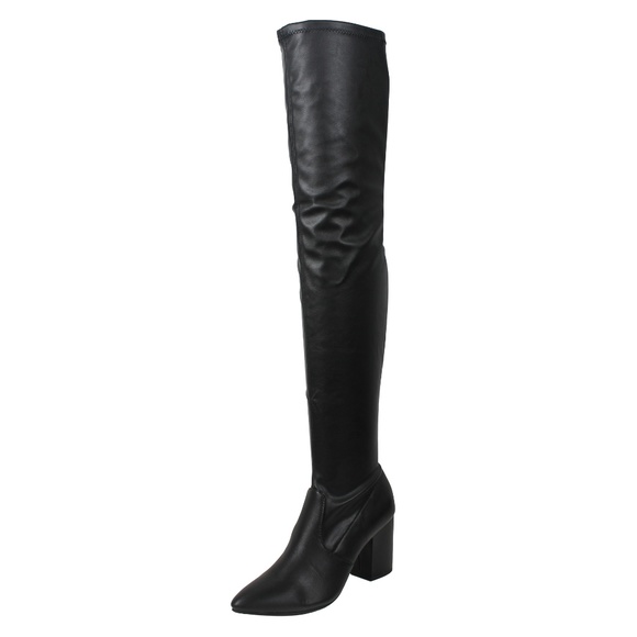 Size 8 Black Pointy toe Over the Knee Heel boot - Picture 2 of 6
